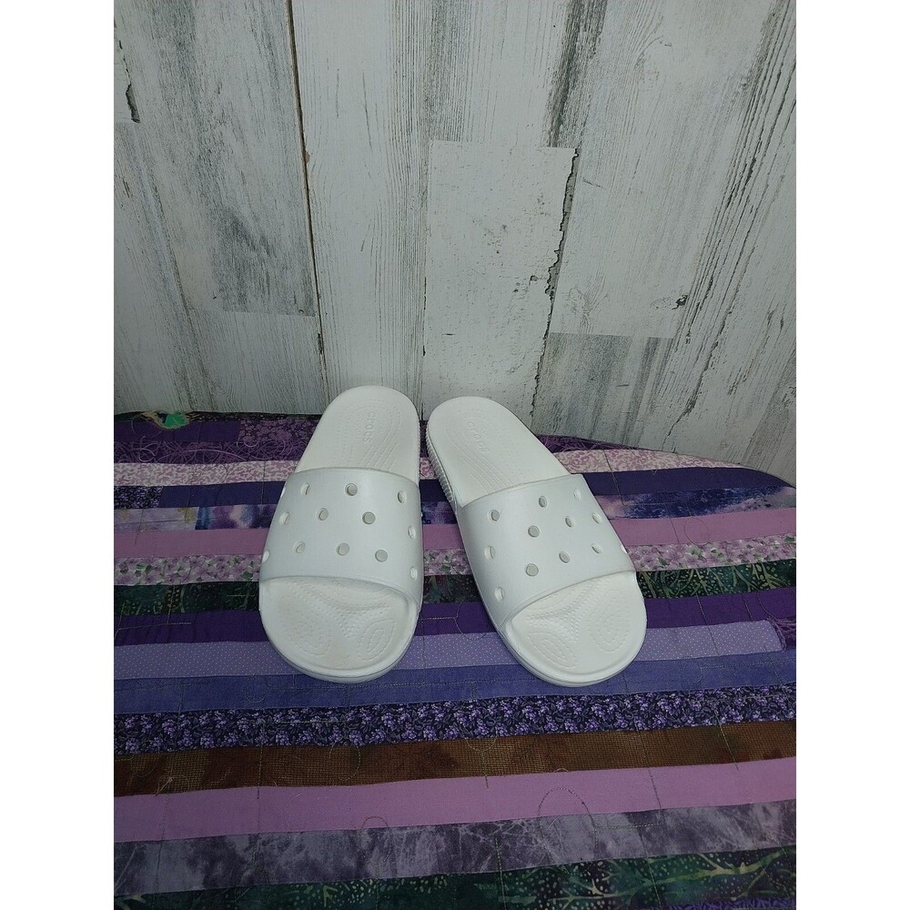 Crocs 206121 Sandals Classic White Slides Waterproof Shoes Mens 9 Womens 11